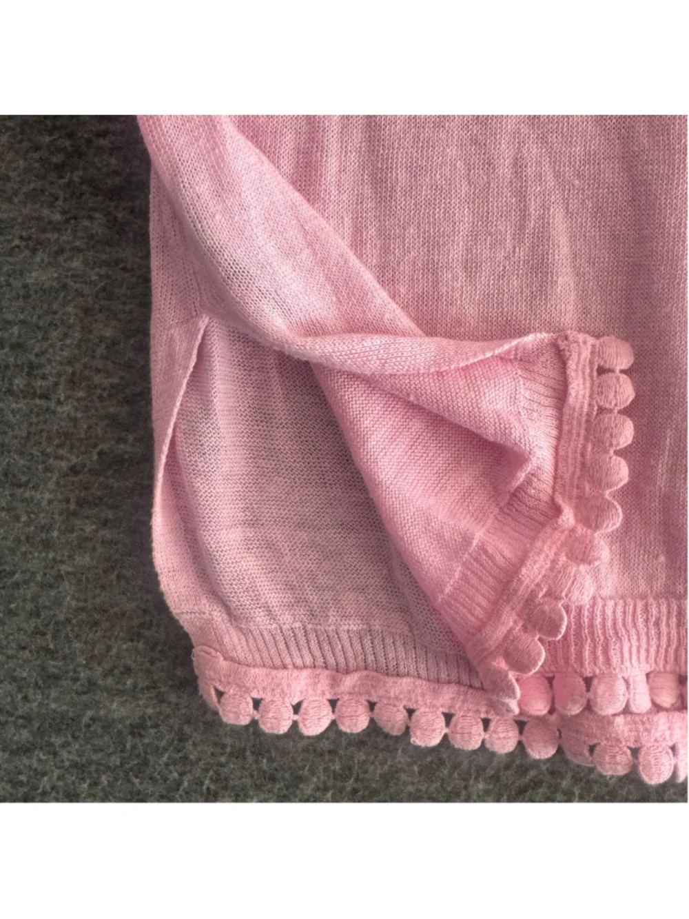 J.Crew Pink 100% Linen Pom Pom Trim Lightweight Sweater Top Size M